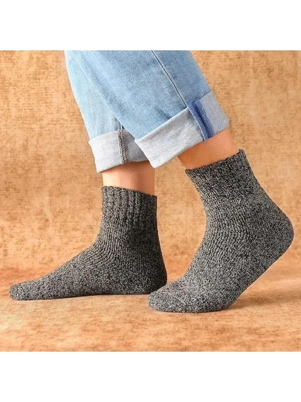 5 Pairs Wool Blend Women's 9-11 Socks Neutrals Marled Solid Colors